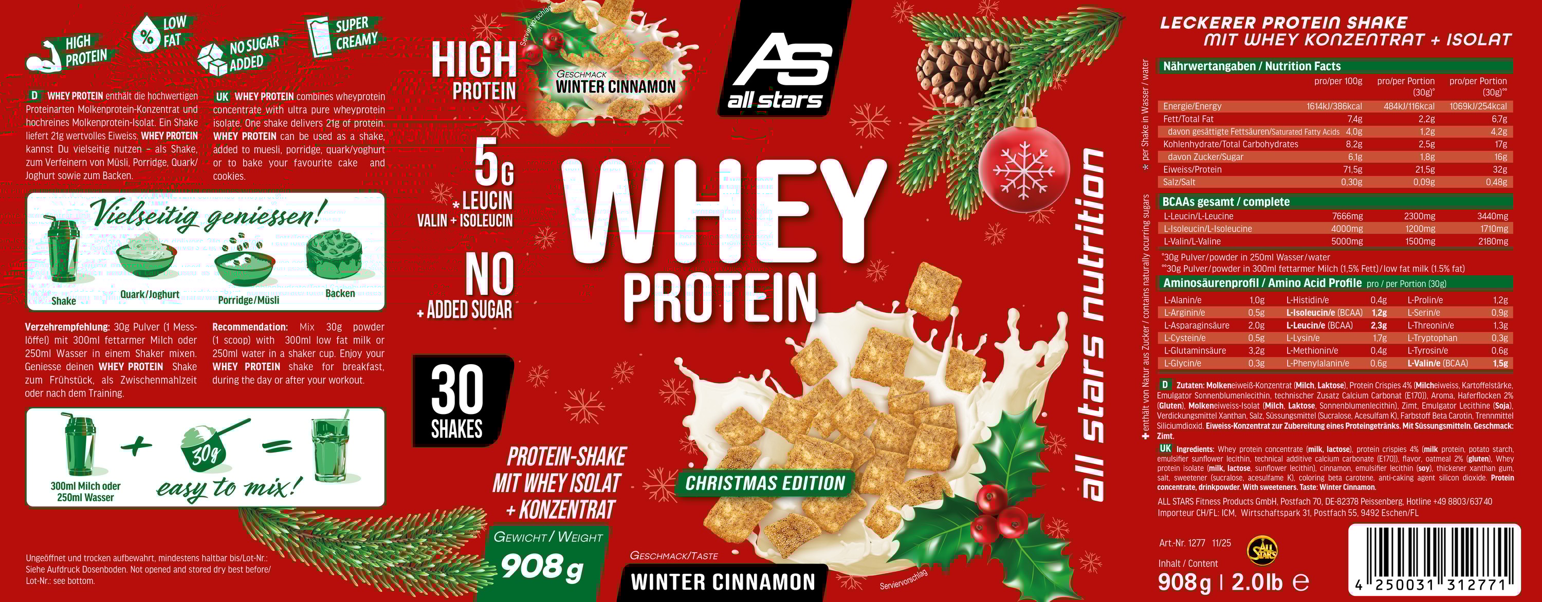 Etikett: WHEY PROTEIN_Christmas Cereal_908g_11_25_DRUCK_Etikett.de